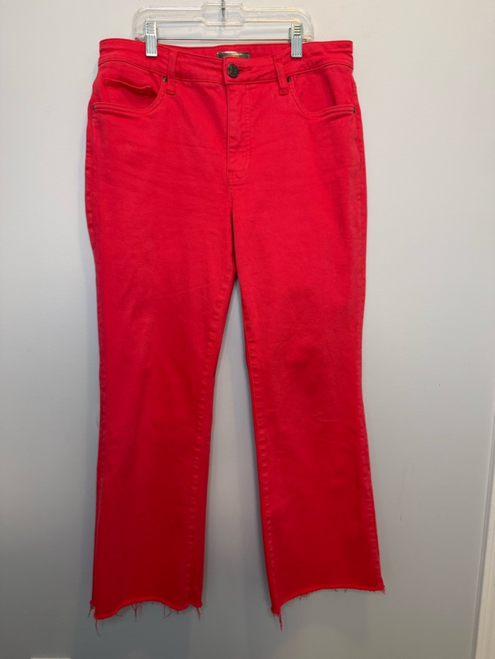 Kut from the Kloth Kelsey High Rise Ankle Flare Jeans Vibrant Red Pink Size 6